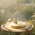 Praying Baby Angel Printed Wood Keychain Silver Ring Chain view 3