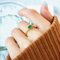 Open Adjustable Ring Green Oval Zircon Copper Alloy Band view 1