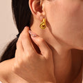 Interlocked Loop Knot Stud Earrings Gold Steel Tone view 2