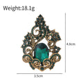 Aqua Gold Tone Flower Crystal Metal Brooch Pin for Jackets and Lapels view 2