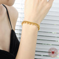Gold Tone Curb Bracelet With Ball Bead Dangles Lobster Clasp view 3