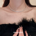 Silver Rhinestone Tennis Choker Single Double Triple Layer view 3