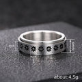 Steel Flower Spinner Ring Black Daisy Motif Sizes 6-13 view 4