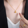 Metal Teardrop Pendant Necklace Gold And Steel Tone view 7