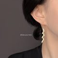 Gold-Tone Clear CZ Wheat Leaf Long Hook Drop Earrings view 2
