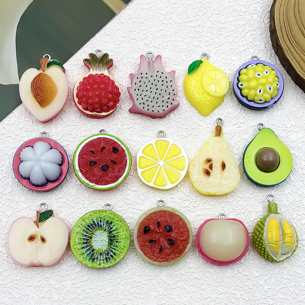 Resin 3D Simulated Fruit Charm Pendant for DIY Bracelet Necklace Keychain Jewelry Making