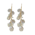 Gold Hook Earrings with Iridescent Leaf Cluster Drops view 5