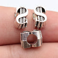 11x8.1x7mm 1.9g Antique Silver Zinc Alloy Dollar Large Hole Beads for DIY Bracelet Jewelry Making