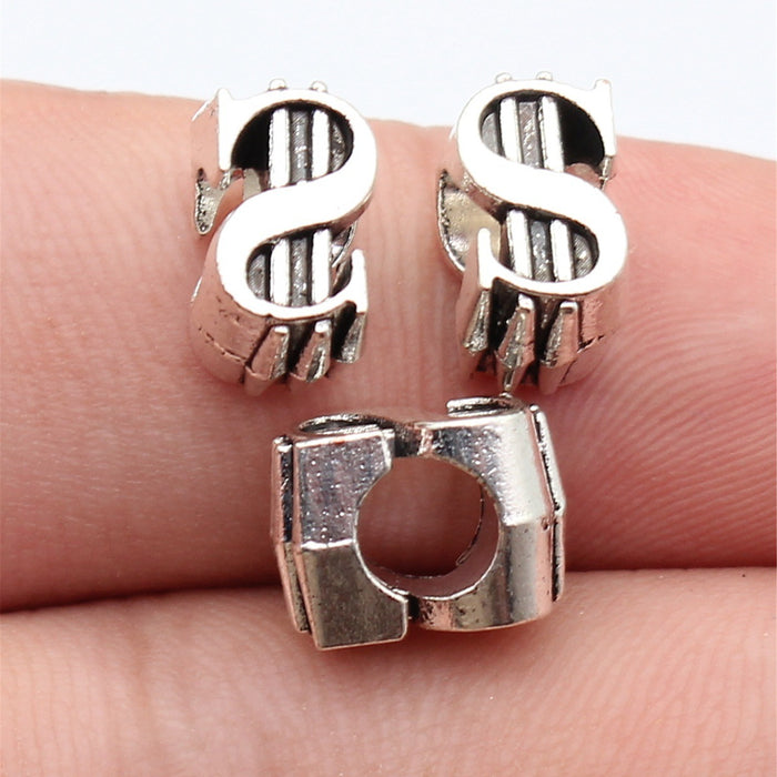 Dollar Sign Shaped Large Hole Metal Bead Metal Jewelry Making Component