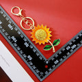 Crystal Center Sunflower Keychains With Optional Yellow Wrist Strap view 4