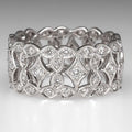 White Metal Openwork Geometric Pave Band Ring Sizes 6-10 view 1