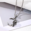 Silver Tone Gothic Cross and Crescent Rose Pendant Necklaces view 3