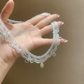Beaded Lace Statement Choker Necklaces with Teardrop Charms view 10