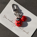 Red Double Ladybug Charm with Silver Tone Lobster Clasp view 1