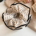 White Black Polka Dot Double Ruffle Scrunchie With Gallery Colors view 6
