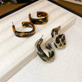 Leopard Print Resin U Hoop Stud Earrings Statement Pair view 4