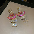 Fan Crystal Necklace Or Earrings In Purple Pink Or Green view 8