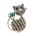 Gold Tone Silver Tone Cat Crystal Two Designs Metal Brooch Pin view 1