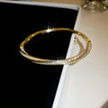 Three Gold Tone Flower Crystal Chain Bracelets And Slim Hinged Bangle view 8