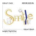 Smile Letter Brooch Gold-Tone Smile Lettering Crystal Accent Pin view 7