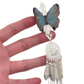 Teal Blue Butterfly Silver Long Tassel Duckbill Hair Clip view 5