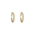 Gold Thin Huggie Hoop Bottom Crystal Row Earrings Pair view 5