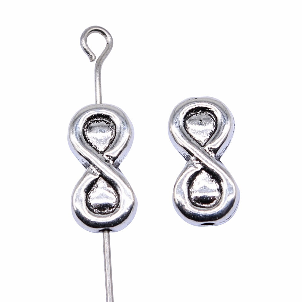 13x6mm 0.9g Antique Silver Zinc Alloy Infinity Symbol Small Hole Spacer Beads for DIY Jewelry Making