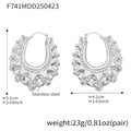 Large Ornate Hollow Hoop Earrings Stainless Steel Two Colors view 6