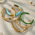 Bamboo and Geometric Bangle Collection in Mixed Metal Tones view 3