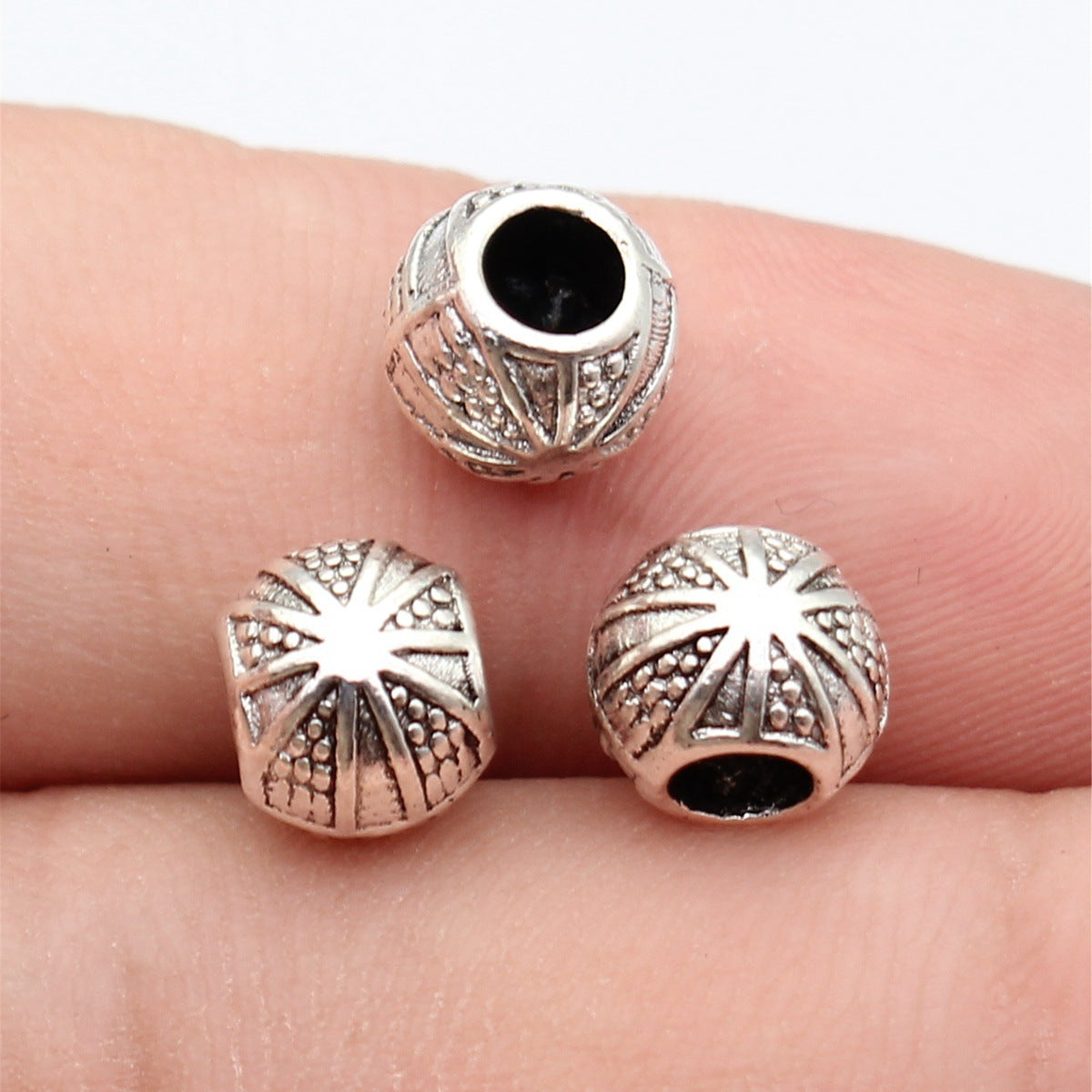 8x8x6.7mm 1.1g Antique Silver Zinc Alloy Large Hole Spacer Beads for Bracelet Jewelry Making
