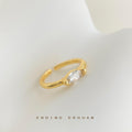 Gold Open Adjustable Ring Marquise Clear Zircon Band view 1