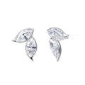 White Gold Dual Marquise Leaf Clear Stone Stud Earrings view 3