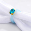 Pastel Resin Band Rings with Oval Crystal Settings in Five Colors view 3