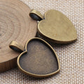 Antique Bronze Heart Cabochon Pendant Setting Metal Jewelry Making Component view 2