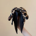 Leopard Black Double-Sided Satin Bow Claw Hair Clip view 4