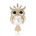 Owl Crystal Brooch With Large Pearl Body in Two Tones view 5