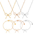 Open Wire Bow Pendant Necklace Bracelet Gold Rose Steel view 5