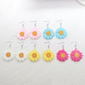 Glitter Acrylic Daisy Flower Drop Earrings 5 Colors view 3