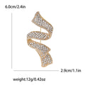 Crystal Wavy Ribbon Metal Brooch in a Gold Tone Finish view 4