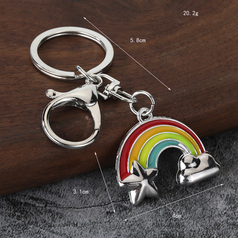 Rainbow Bag Charm Zinc Alloy Keychain Pendant Accessory