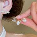 Gold Pearl Crystal Pendant Necklace and Pearl Studs view 3