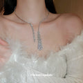 Rhinestone Open Collar Asymmetric Crystal Tassel Flower view 3