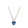 Blue Heart Crystal Pendant Silver Rhinestone Chain Necklace view 5