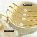 Gold Curb Chain Choker with Single Pearl or Color Bead view 2