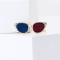 Enamel Sunglasses Brooch Blue Red Lenses Rhinestone Pin view 1