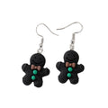 Silver Tone Colorful Gingerbread Figure Resin Hook Earrings view 5
