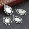 Floral Oval 10x14mm Cabochon Pendant Trays in Two Finishes view 4