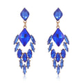 Aqua Green Green Geometric Leaf Drop Geometric Crystal Two Designs Metal Dangle Earrings view 5
