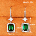 Silver-Tone Brass Emerald-Green Halo Leverback Drop Earrings view 5