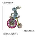 Crystal Rabbit on Bicycle Brooch in Pink and Blue Clothing Pin view 7